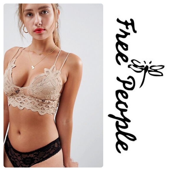 NEW FREE PEOPLE ADELLA NUDE LACE BRALETTE - Picture 6 of 7